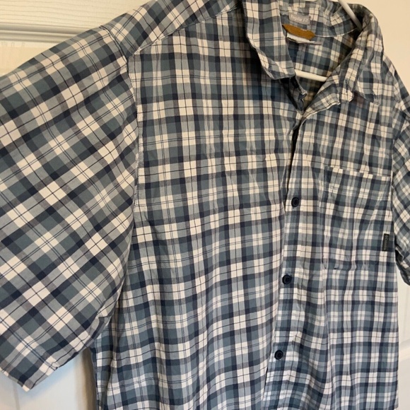 Columbia Men's Short Sleeved Plaid Button Down Shirt Blue White Size XL - Picture 4 of 12
